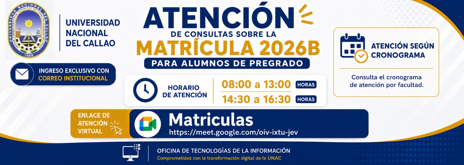 Atención de consultas sobre la Matrícula 2026B para alumnos de pregrado