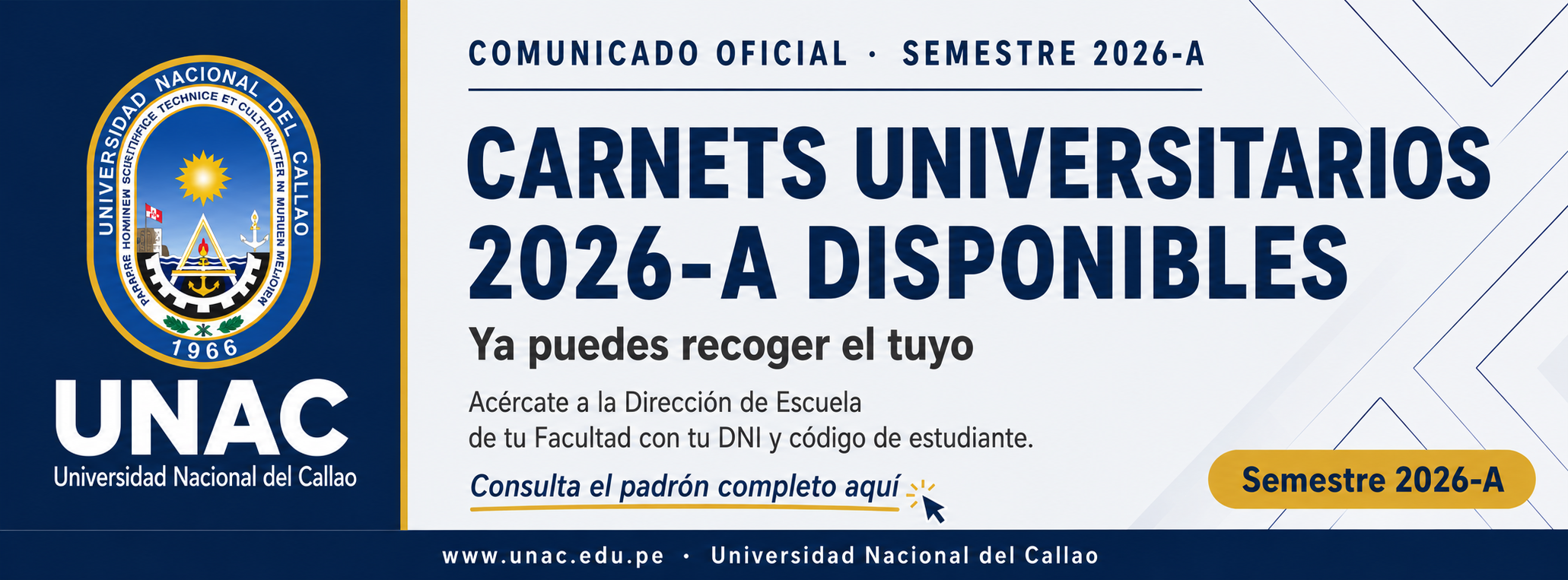 Comunicado - Recojo de Carnets Universitarios 2026-A